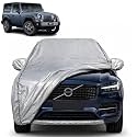Thar 100% Waterproof Car Cover | Dustproof Sun Protection Cover | Soft Cotton Lining | Triple Stitched | Mirror Pocket | Antenna Pocket | All Weather Body Cover (Silver with Yellow Piping)