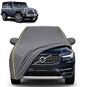 Thar 100% Waterproof Car Cover | Dustproof Sun Protection Cover | Soft Cotton Lining | Triple Stitched | Mirror Pocket | Antenna Pocket | All Weather Body Cover (Grey with Yellow Piping)