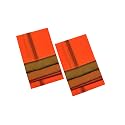 THARUNSHA ELITE 100% Cotton Men’s Dhoti/Angavastram/Panjakejam / 2 mtr Dhoti Set of 2 white