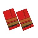 THARUNSHA ELITE 100% Cotton Men’s Dhoti/Angavastram/Panjakejam / 2 mtr Dhoti Set of 2 white