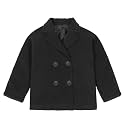 ThCreasa Boys Classic Double Breasted Pea Coat Wool Blend Notch Lapel Fall Winter Dress Coats