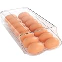 theaoo Egg Holder for Fridge, Automatic Rolling Egg Container, Clear, 1Pack