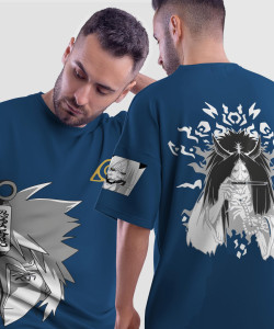 Thecrazymonk Graphic Print Men Round Neck Navy