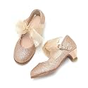 THEE BRON Girls Low Heel Dress Shoes Mary Jane Party Wedding Flower Girl Pumps