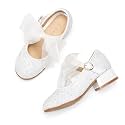 THEE BRON Girls Low Heel Dress Shoes Mary Jane Party Wedding Flower Girl Pumps