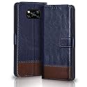 TheGiftKart Dual-Color Leather Finish Poco X3 / X3 Pro Flip Back Cover | Inside Pockets &amp; Inbuilt Stand | Wallet Style Back Case | Magnet Closure Flip Back Cover for Poco X3 Pro / X3 (Blue &amp; Brown)