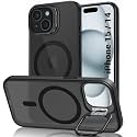 TheGiftKart Hybrid Back Cover Case for iPhone 15 / iPhone 14 | Built-in Stand | Shockproof Hard Case Cover for iPhone 15 / iPhone 14 (PC & TPU, Frosted Matte Back, MagSafe Compatible, Black Sides)