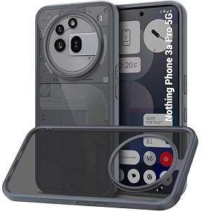 thegiftkart hybrid shockproof back cover case for nothing phone 3a pro 5g  hard back cover case for nothing phone 3a pro 5g pc amp tpu translucent smoke matte back grey sides