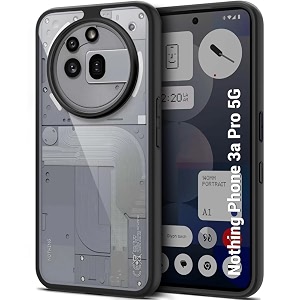 thegiftkart hybrid shockproof back cover case for nothing phone 3a pro 5g  hard back cover case for nothing phone 3a pro 5g pc amp tpu transparent clear back black sides