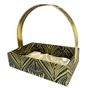 GiftDial Hamper Trousseau Packing Tray with Satin Lining Decorative Basket, Golden Handle I Perfect Wooden Gifting Tray for Diwali, Birthday, Anniversary &amp; Marriage (Glitter on BLACK, 1)