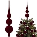 Thenshop 12'' Burgundy Velvet Finial Christmas Tree Topper Vintage Decor