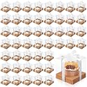 Thenshop 50 Pcs Clear Cupcake Boxes Individual 3.5 Inch, Kraft