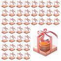 Thenshop 50 Pcs Clear Cupcake Boxes Individual 3.5 Inch, Rose Gold