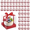 Thenshop 50 Pcs Clear Cupcake Boxes Individual 3.5 Inch, Red