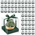 Thenshop 50 Pcs Clear Cupcake Boxes Individual 3.5 Inch, Green