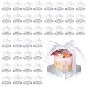 Thenshop 50 Pcs Clear Cupcake Boxes Individual 3.5 Inch, Silver
