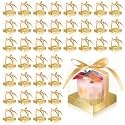Thenshop 50 Pcs Clear Cupcake Boxes Individual 3.5 Inch, Gold