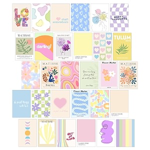 thepaper9store danish pastel wall collage kit 4x6 inch set of 30 a6 size  premium 300 gsm thick paper  cute pastel aesthetic posters  soft girl room decor for bedroom amp dorm  glue dots included