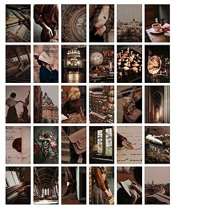 thepaper9store dark academia wall collage kit 4x6 inch set of 30 a6 size  premium 300 gsm thick paper  vintage gothic aesthetic posters  dark academia room decor for bedroom study amp dorm  glue dots included