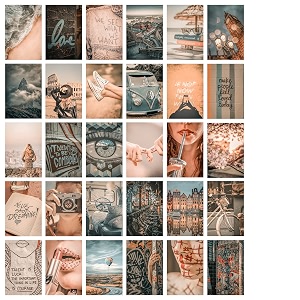 thepaper9store dreamy aesthetic wall collage kit 4x6 inch set of 30 a6 size  premium 300 gsm thick paper  soft pastel cloud aesthetic posters  cute room decor for bedroom amp dorm  glue dots included