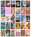 Thepaper9store Retro Wall Collage Kit Set of 30 (A6 Size) | Premium 300 GSM Thick Paper | 70s Vintage Groovy Aesthetic Posters | Retro Room Decor | Glue Dots Included