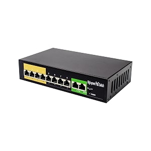 8 port poe switch with 2 uplink ports 10100mbps 125w support ieee8023afat unmanaged power over ethernet switch for ip cameras plug and play