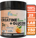 thepureology Monohydrate Creatine + Glucose Pre Workout (150 g, Orange)