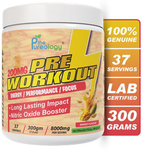 thepureology pre workout 6000mg pre workout 300 g mango