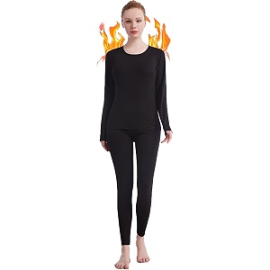 thermal underwear for women crew neck solid ultra soft long john sets womens long underwear moisture-wicking base layer gifts