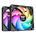Thermaltake CT140 ARGB Sync PC Cooling Fan (2-Fan Pack), 5V Motherboard Sync, 16.8 Million Colors 9 Addressable LEDs, 140 mm Hydraulic Bearing Case/Radiator Fan, CL-F150-PL14SW-A Black