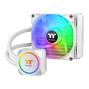 thermaltake th120 argb motherboard sync snow edition intel lga1700 readyamd am5 all-in-one liquid cooling system 120mm high efficiency radiator cpu cooler cl-w346-pl12sw-a white