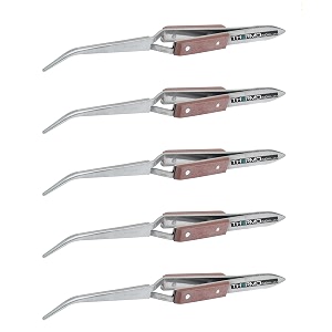 thermo diagonal cross locking stainless steel tweezer with fiber handleself closing tweezer 5 pieces