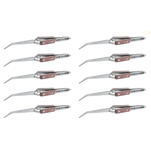 thermo diagonal cross locking stainless steel tweezer with fiber handleself closing tweezer 10 pieces