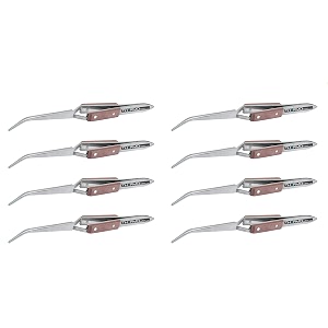 thermo diagonal cross locking stainless steel tweezer with fiber handleself closing tweezer 8 pieces