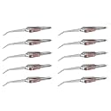 Thermo Diagonal Cross Locking Stainless Steel Tweezer with Fiber Handle/Self Closing Tweezer (10 Pieces)