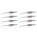 Thermo Diagonal Cross Locking Stainless Steel Tweezer with Fiber Handle/Self Closing Tweezer (8 Pieces)