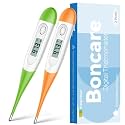 Thermometer for Baby, 2 Packs, Rectal Digital Thermometer with 10 Seconds Fast Reading (Orange+Green)