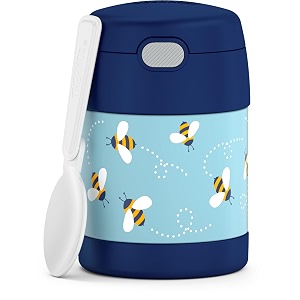thermos funtainer 10 ounce stainless steel vacuum insulated kids food jar with spoon honey bees