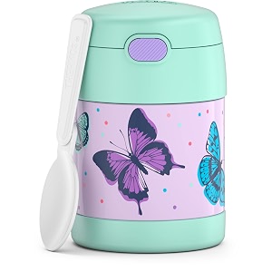 thermos funtainer 10 ounce stainless steel vacuum insulated kids food jar with spoon butterfly frenzy