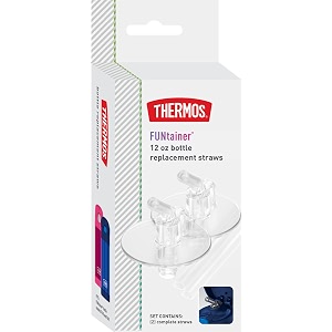 thermos replacement plastic straws for 12-ounce funtainer bottle clear - 2 pack