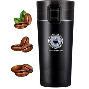 thermosteel vacuum insulated travel coffee mug 300ml black prolonged hours hot amp cold isi certified spill proof amp easy to sip leakproof amp rustproof on the go coffee cup