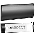 Therwen 1 Pack Aluminum Office Door Name Plate Holder, Black, 8 x 3 in