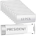 Therwen 12 Pack Aluminum Office Door Name Plate Holder, Silver, 8 x 3 in