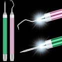 Therwen 2 Pcs LED Vinyl Weeding Pen Tools with Hook Tips, Pink, Green