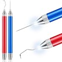 Therwen 2 Pcs LED Vinyl Weeding Pen Tools with Hook Tips, Red, Blue