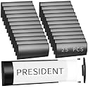 Therwen 25 Pack Aluminum Office Door Name Plate Holder, Black, 8 x 3 in