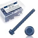 Therwen 40 Pack 1/2 x 5 Inch Concrete Screws Hex Washer Head, Blue