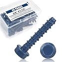 Therwen 40 Pack 3/8 x 2-1/4 Inch Concrete Screws Hex Washer Head, Blue