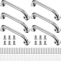 Therwen 6 Pack 12 Inch Shower Grab Bars Stainless Steel Bathroom Handicap Heavy Duty Handle Anti Slip Bathtub Handle Support Balance Hand Rail for Bathroom Wall Elderly Pregnant Seniors (Silver)