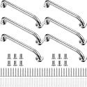 Therwen 6 Pack 18 Inch Shower Grab Bars Stainless Steel Bathroom Handicap Heavy Duty Handle Anti Slip Bathtub Handle Support Balance Hand Rail for Bathroom Wall Elderly Pregnant Seniors (Silver)